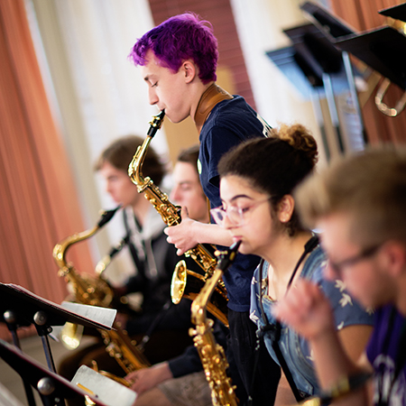 Student Playing Saxophone