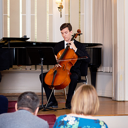 Student Playing the Cello