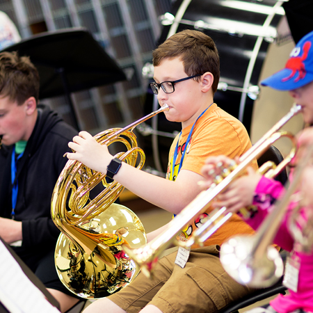 kids playing brass instruments