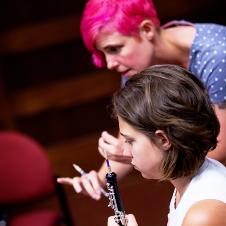 oboe student with teacher